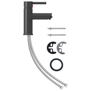 vidaXL Grifo para lavabo de ba&ntilde;o acabado gris 130x176 mm