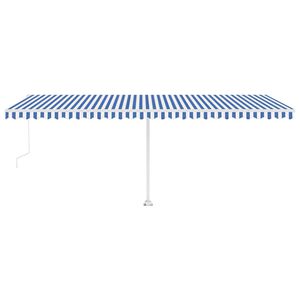 vidaXL Toldo el&eacute;ctrico 6 x 3 m Rayas Azul y Blanca 100% Poli&eacute;ster