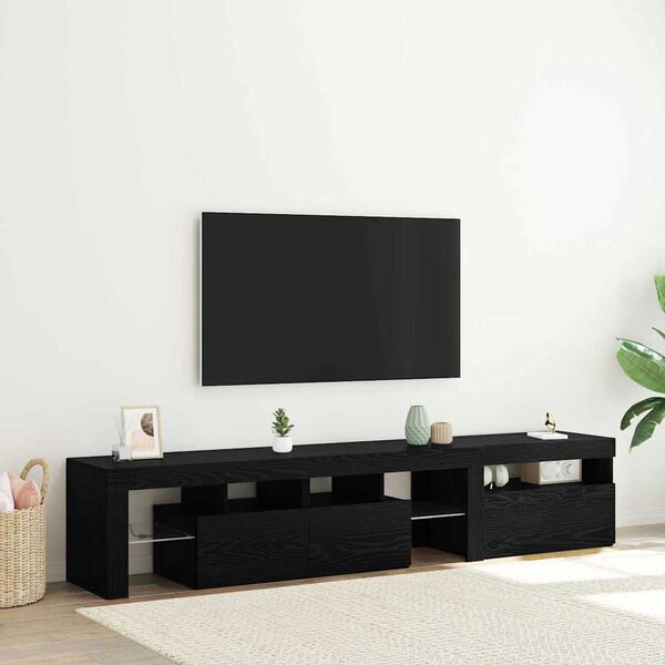 vidaXL Muebles de TV con Luces LED 2 pcs Roble Negro Grande