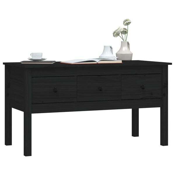 vidaXL Mesa de centro de madera maciza de pino negro 102x49x55 cm