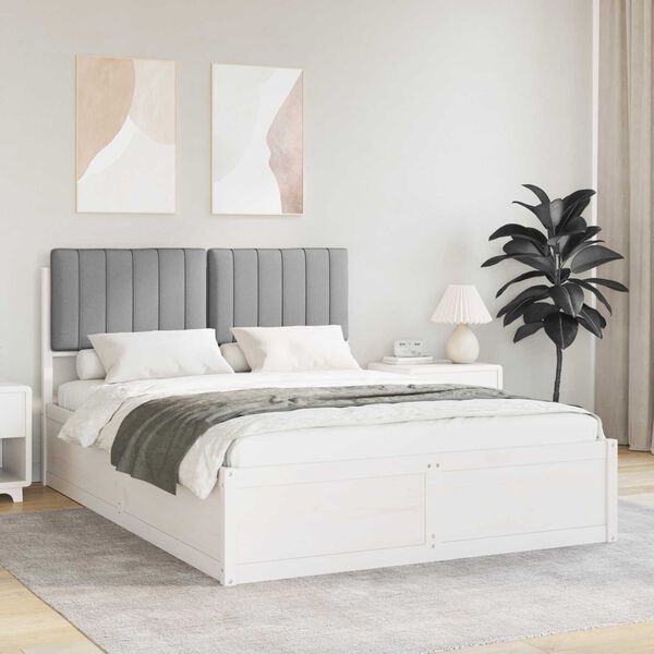vidaXL Estructura de Cama con Cabecera Tapizada Gris Claro