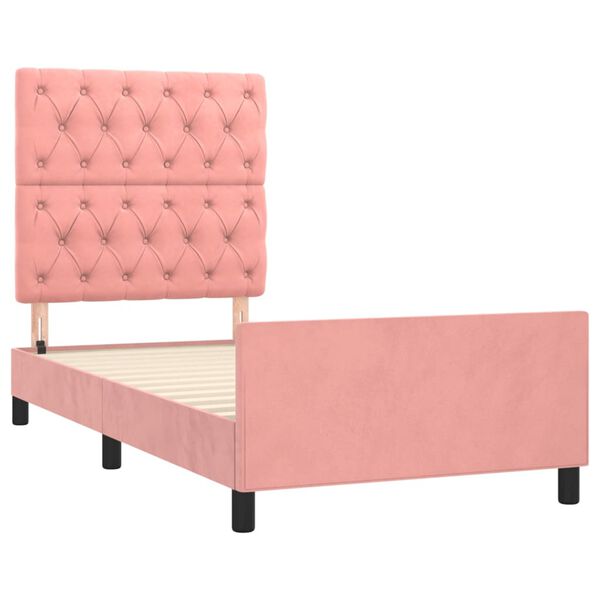 vidaXL Estructura de cama sin colch&oacute;n terciopelo rosa 80x200 cm