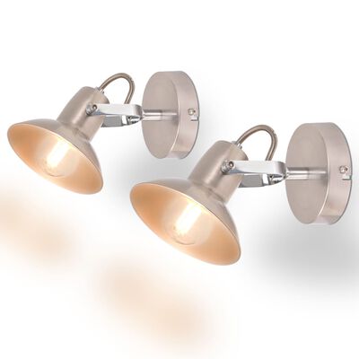 vidaXL Lámparas de pared para 2 bombillas E14 plateadas 2 unidades