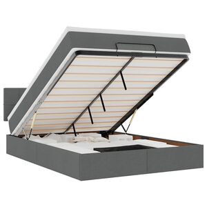 vidaXL Cama otomana con colch&oacute;n gris oscuro 140x190 cm tela