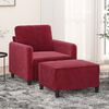 vidaXL Sill&oacute;n con taburete terciopelo rojo tinto 60 cm