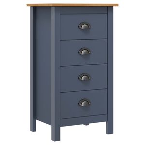 vidaXL Mesita de noche Hill madera maciza de pino gris 46x35x49,5 cm