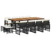 vidaXL Set comedor de jard&iacute;n con cojines 13 pzas rat&aacute;n sint&eacute;tico negro