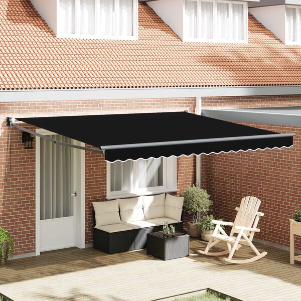vidaXL Toldo Retr&aacute;ctil Manual Negro 400 x 300 cm Poli&eacute;ster y Aluminio