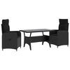 vidaXL Juego de comedor para exteriores 3 pcs Negro rat&aacute;n sint&eacute;tico