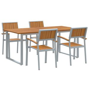 vidaXL Conjunto de Comedor de Jard&iacute;n 5 pcs Gris