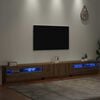 vidaXL Mueble de TV luces LED madera roble artisan 300x35x40 cm
