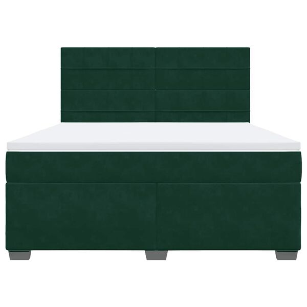 vidaXL Cama box spring con colch&oacute;n terciopelo verde oscuro 180x200 cm