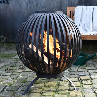 Esschert Design Brasero esfera enrejada acero al carbono negro FF400