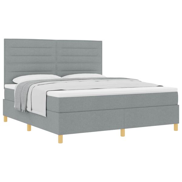 vidaXL Cama tipo Box Spring con colch&oacute;n Gris Claro 180 x 200 cm tela