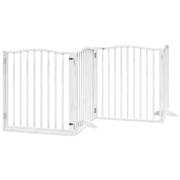 vidaXL Puerta de perros plegable 8 paneles madera &aacute;lamo blanca 640 cm