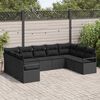 vidaXL Conjunto de sofá de jardín con cojín 9 pcs Negro