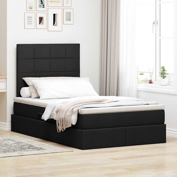 vidaXL Cama con almacenamiento Negro 120 x 190 cm Cuero sintético