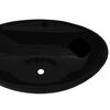 Lavabo de cerámica con agujero para grifo/desagüe negro ovalado