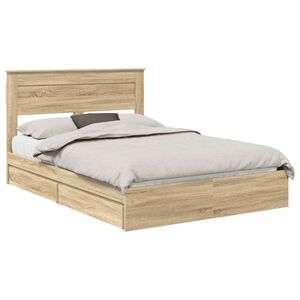 vidaXL Cama con almacenamiento con cabecera Roble Sonoma 140 x 190 cm