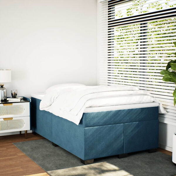 vidaXL Cama box spring con colch&oacute;n terciopelo azul oscuro 120x200 cm