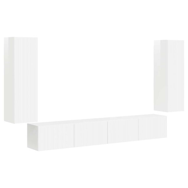 vidaXL Conjunto de mueble para TV de pared 4 pcs brillante