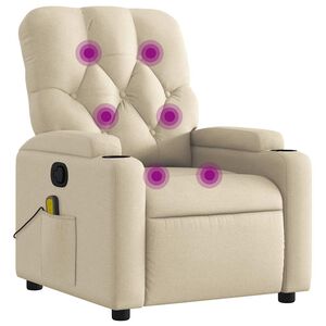 vidaXL Sill&oacute;n de masaje reclinable de tela crema
