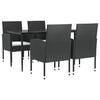 vidaXL Juego de comedor de jard&iacute;n 5 pzas rat&aacute;n sint&eacute;tico y acero negro