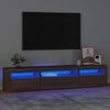 vidaXL Mueble de TV con luces LED marr&oacute;n roble 195x35x40 cm