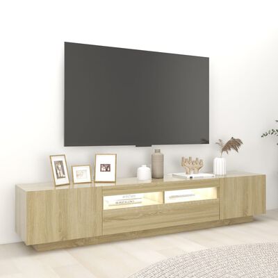 vidaXL Armario TV con luces LED color roble Sonoma 200x35x40 cm