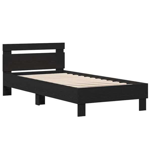 vidaXL Estructura de cama con cabecera Roble Negro 203 x 95 x 70 cm
