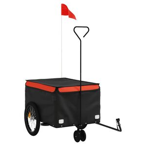 vidaXL Remolque para bicicleta hierro negro y naranja 30 kg