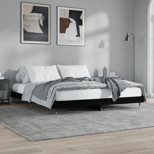 vidaXL Estructura de cama madera de ingeniería negra 120x200 cm