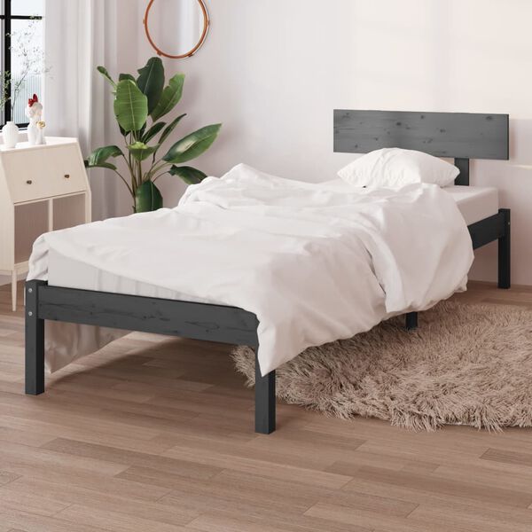vidaXL Estructura de cama individual sin colchón madera de pino gris