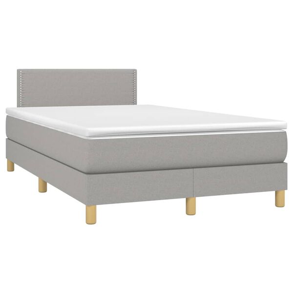 vidaXL Cama box spring con colchón tela gris claro 120x200 cm