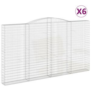 vidaXL Cestas de gaviones 6 uds forma de arco hierro 400x30x220/240 cm