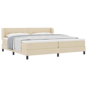vidaXL Cama tipo Box Spring con colch&oacute;n Crema 200 x 200 cm tela