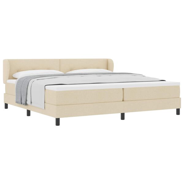 vidaXL Cama tipo Box Spring con colch&oacute;n Crema 200 x 200 cm tela