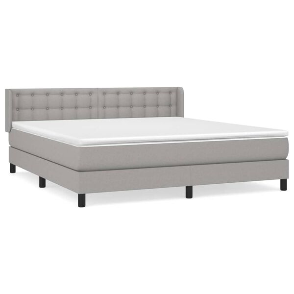 vidaXL Cama box spring con colch&oacute;n tela gris claro 180x200 cm