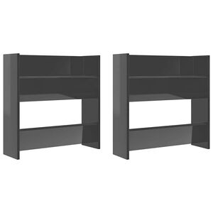 vidaXL Zapateros de pared 2 uds contrachapada gris brillo 60x18x60 cm