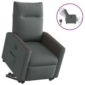 vidaXL Sill&oacute;n el&eacute;ctrico reclinable elevable de tela gris oscuro