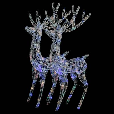 vidaXL Renos de Navidad acrílico 250 LED 2 uds multicolor 180 cm