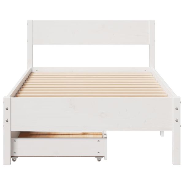 vidaXL Estructura de cama sin colchón madera maciza blanca 75x190 cm