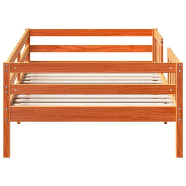 vidaXL Estructura de cama sin colch&oacute;n madera maciza marr&oacute;n 75x190 cm