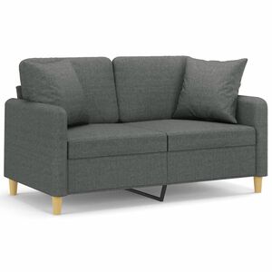 vidaXL Sof&aacute; de 2 plazas con cojines tela gris oscuro 120 cm