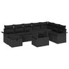 vidaXL Conjunto de sof&aacute; de jard&iacute;n 9 uds. Negro rat&aacute;n sint&eacute;tico