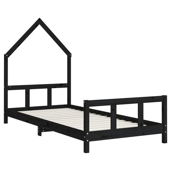 vidaXL Estructura de cama para niños madera de pino negro 90x200 cm