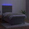 vidaXL Cama box spring colch&oacute;n y LED terciopelo gris claro 90x200 cm