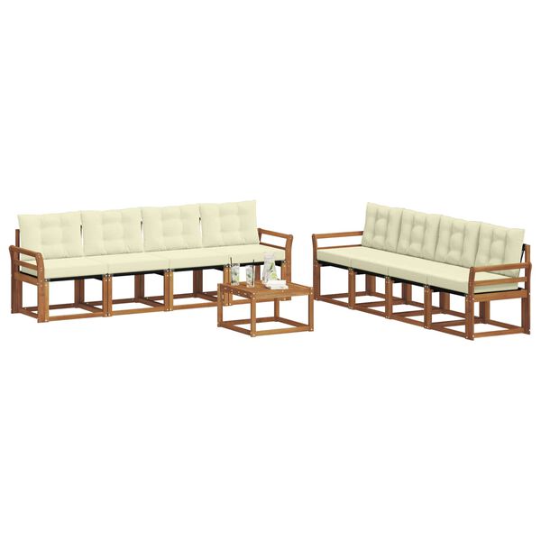 vidaXL Conjunto de sof&aacute;s de exterior con coj&iacute;n 9 pcs Natural y Crema