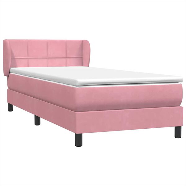 vidaXL Cama box spring con colch&oacute;n terciopelo rosa 80x220 cm