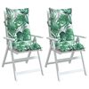 vidaXL Cojines silla respaldo alto 2 uds tela Oxford estampado hojas